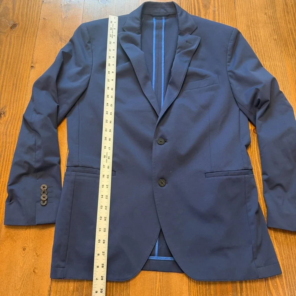 Twillory Sport Coat Mens 40‎ Performance Blazer Slim Fit Blue Circular Knit